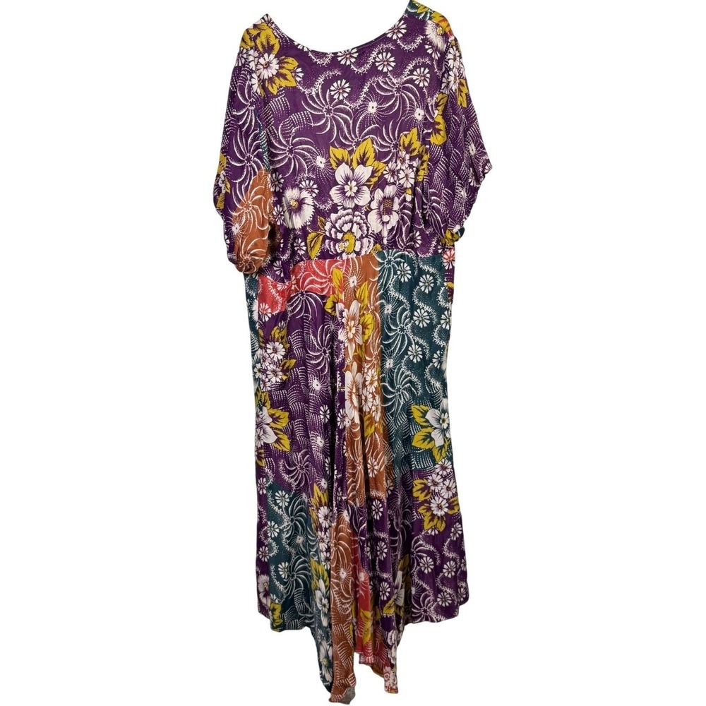 Anthropologie Dress 24 Plus Flutter Maxi Patchwork Spring Wedding Guest Colorful - Picture 6 of 10